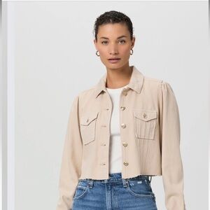 PAIGE Pacey Raw Hem Crop Twill Jacket